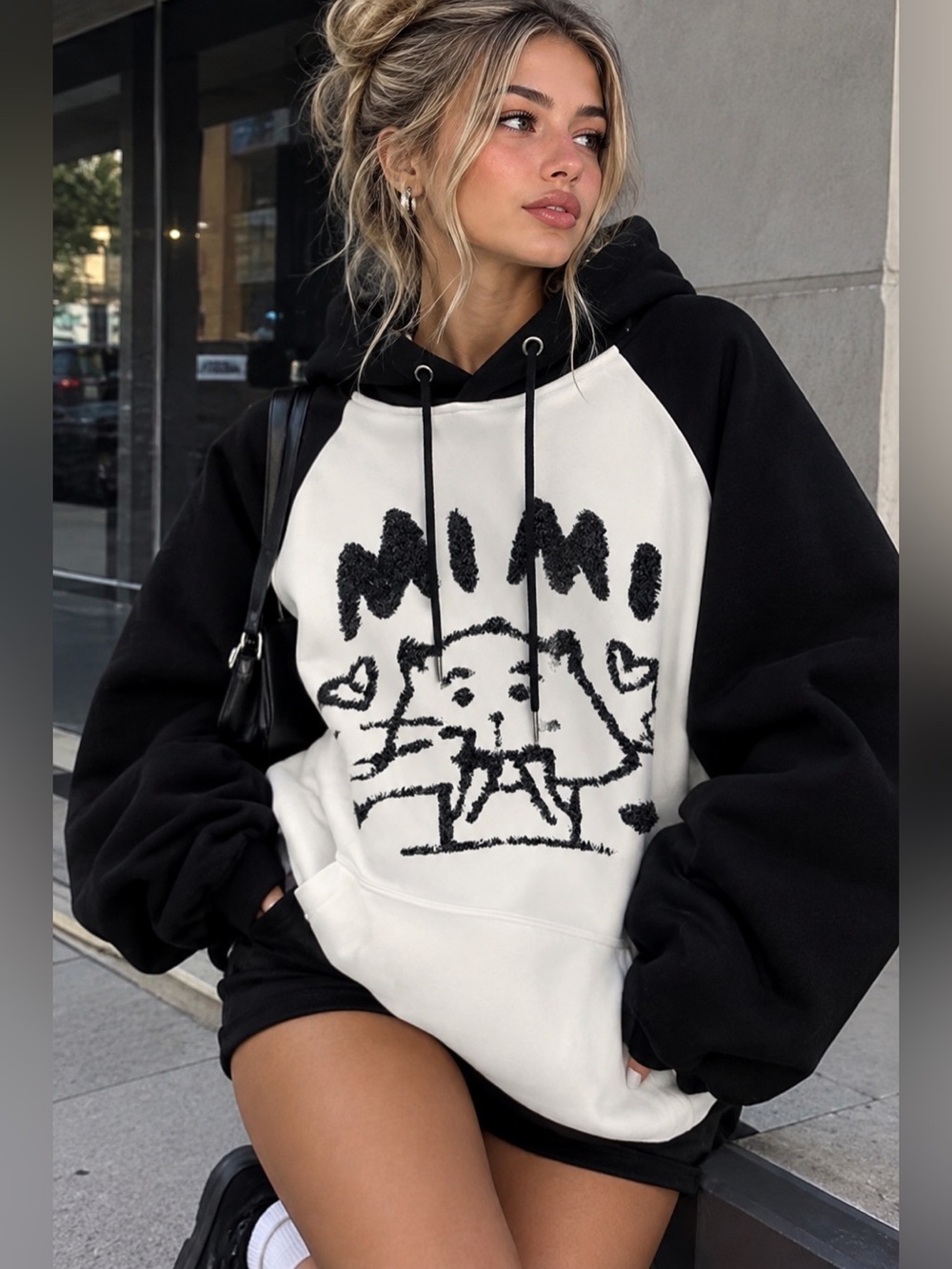 Black & White Graphic Pullover Hoodie